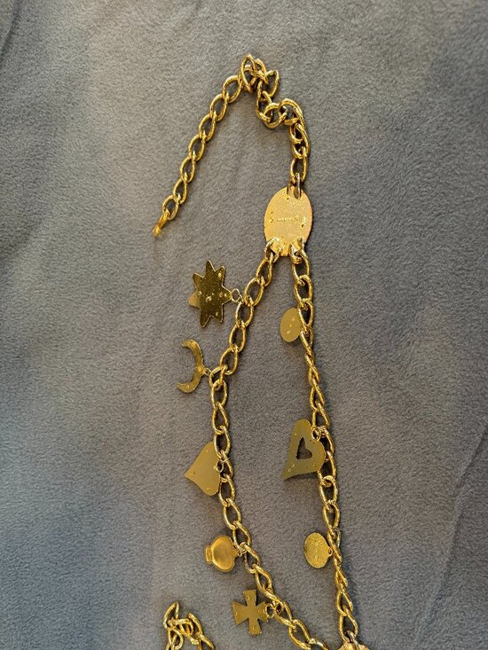Vintage Escada Belt Lucky Charms Chain- Swag Gold Medallions Hearts Horseshoes